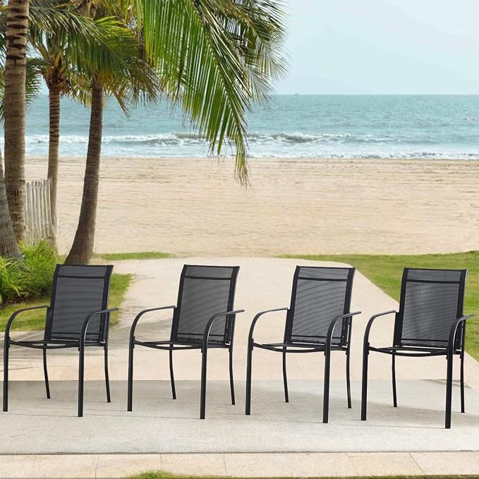 Outdoor Dining Chairs Set of 4, Stackable Patio Chair by Seekverse