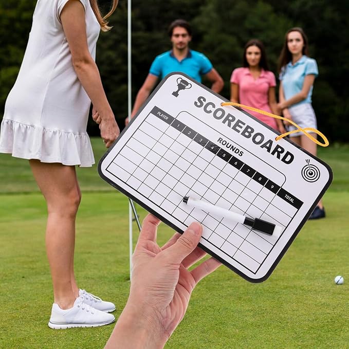 POPETPOP Golf Scorecard Board Erasable: Golf Writing Scoreboard with 1 Pen - Hanging Dry Erase Boards for Men, Women Golfers, 9.83 x 6.68 Inches
