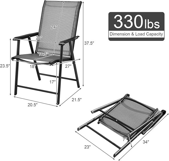 GIANTEX Set of 4 Folding Patio Chairs, Outdoor Portable Dining Chairs - Image 3