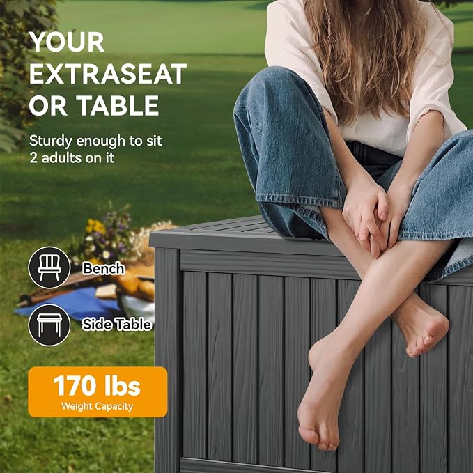 Outdoor Storage Box, 230 Gallon Large Outdoor Resin Deck Box, Storage - Image 5