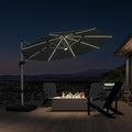 PURPLE LEAF Cantilever Patio Umbrella 11ft Round Solar LED Light, Stays bright by PURPLELEAF