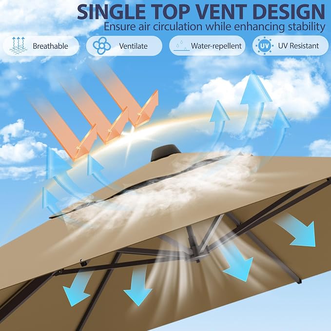10' X 10' Patio Umbrella Cantilever Outdoor Rectangle Umbrella, Heavy Duty - Image 4