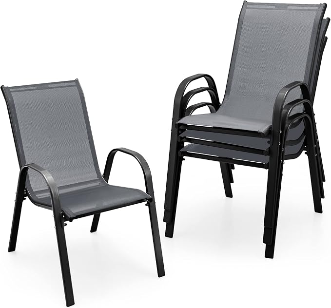 Tangkula Patio Dining Chairs Set of 4, Outdoor Stackable All Weather Heavy Duty by TANGKULA
