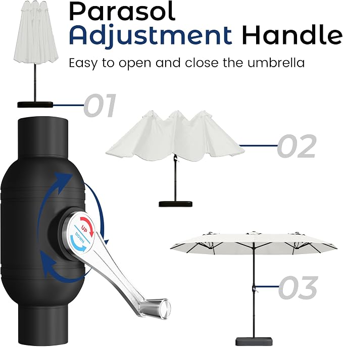 DomeShade Large 15FT Double Sided Patio Umbrella - Image 9