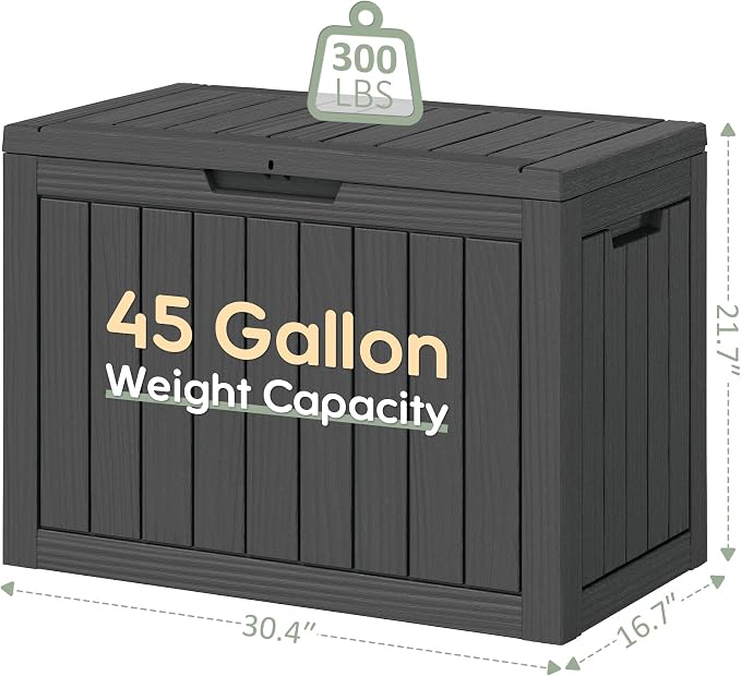 45 Gallon Outdoor Storage Box, All-Weather Deck Box - Image 2