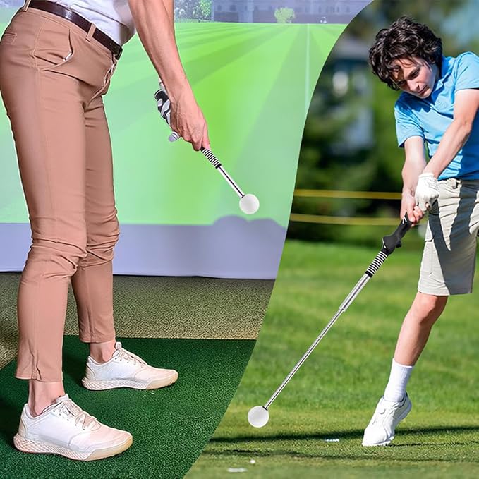 Golf Swing Practice Stick – Retractable Aid: Fix Rhythm Fast, Stop Slicing/Hooking, Indoor/Outdoor Use | Skip Frustration, Boost Consistency (Right-Handed)