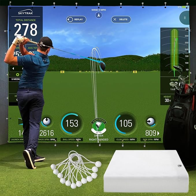 Golf Simulator Impact Screen for Training Indoor/Outdoor, 3D Air Mesh Golf Impact Screen, Ultra Clear Projector Screen for Home with Grommet Holes, 8 Size Options