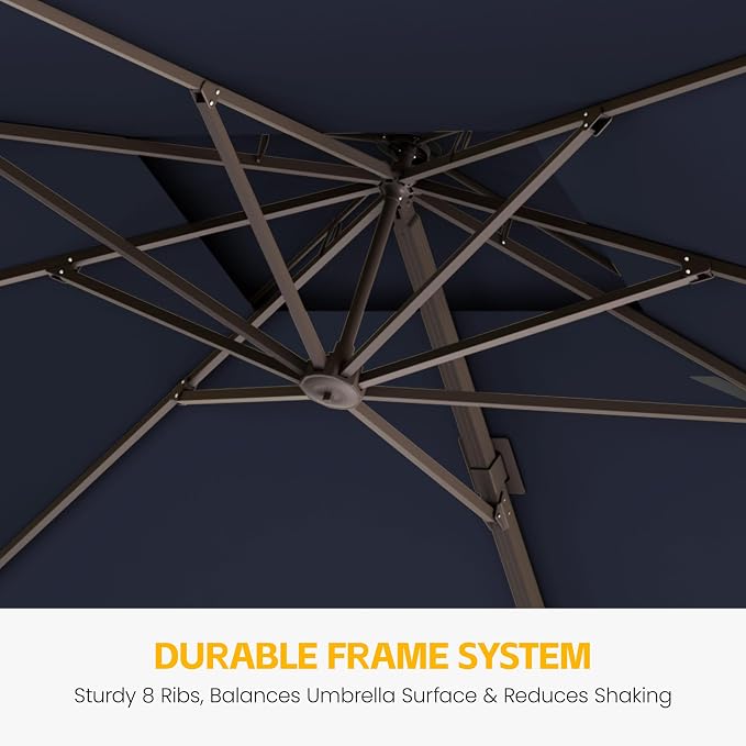 10x10 FT Patio Cantilever Umbrella, Rectangular Heavy Duty Offset Umbrella - Image 5