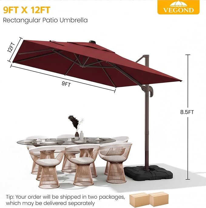 9x12 FT Patio Cantilever Umbrella - Image 2