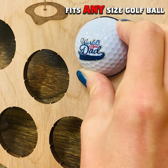 Torched Golf Ball Display Holder Collector’s Case Holds 30 Golf Balls Wall Mount Decor, Golf Lovers Gift for Men, Customizable