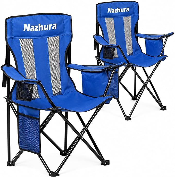 Nazhura 2 Pack Outdoor Camping Chairs Folding/Foldable/Portable by NazhuraGoodCompanionAtHome
