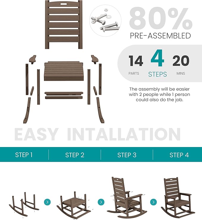 SERWALL HDPE Outdoor Rocking Chair - Image 6