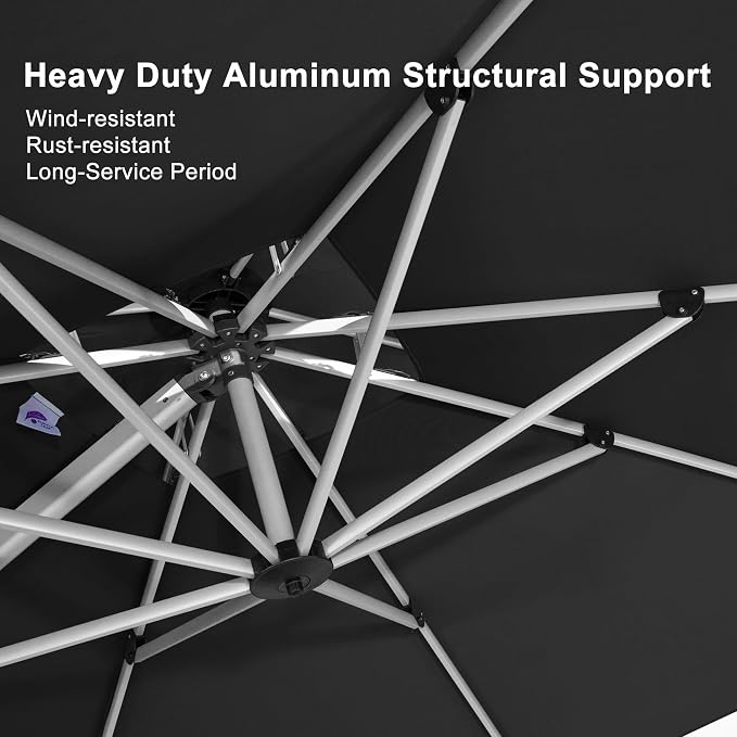 PURPLE LEAF Cantilever Outdoor Umbrella 9' x 9' Square Double Top, 3-Yr - Image 4