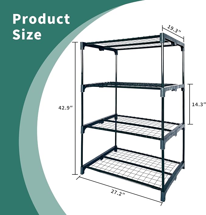 2 Pack Plant Stand Indoor Plant Shelf Outdoor, 4 Tier Metal Greenhouse Shelves - Image 2