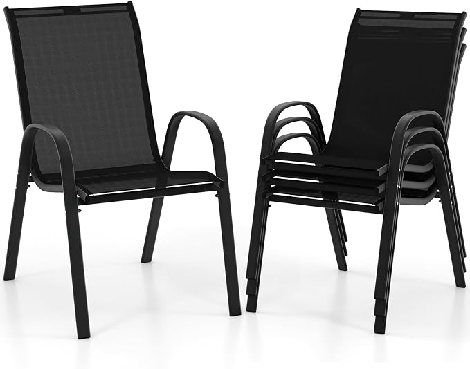 COSTWAY Patio Stackable Dining Chairs Set of 4 by COSTWAY