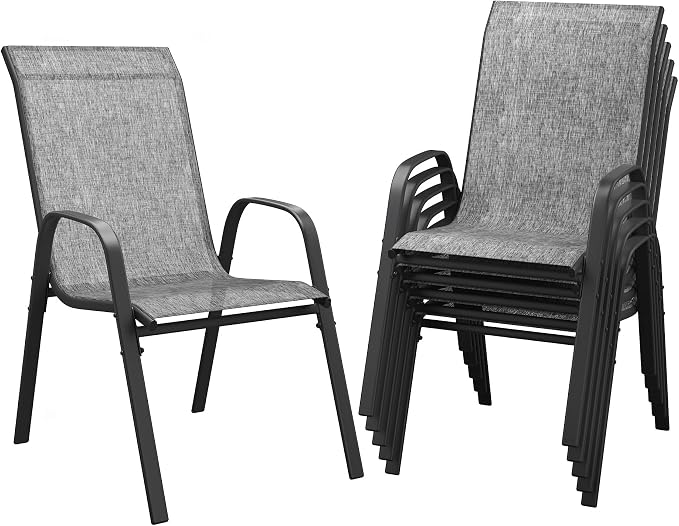 DIFY Patio Chairs Set of 6, Stackable Outdoor Dining Chairs Set by DIFY
