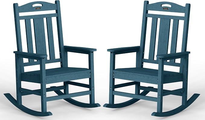 Oversized Outdoor Rocking Chairs Set of 2, 380lbs Heavy-Duty Large Patio Rocker by CIOKEA