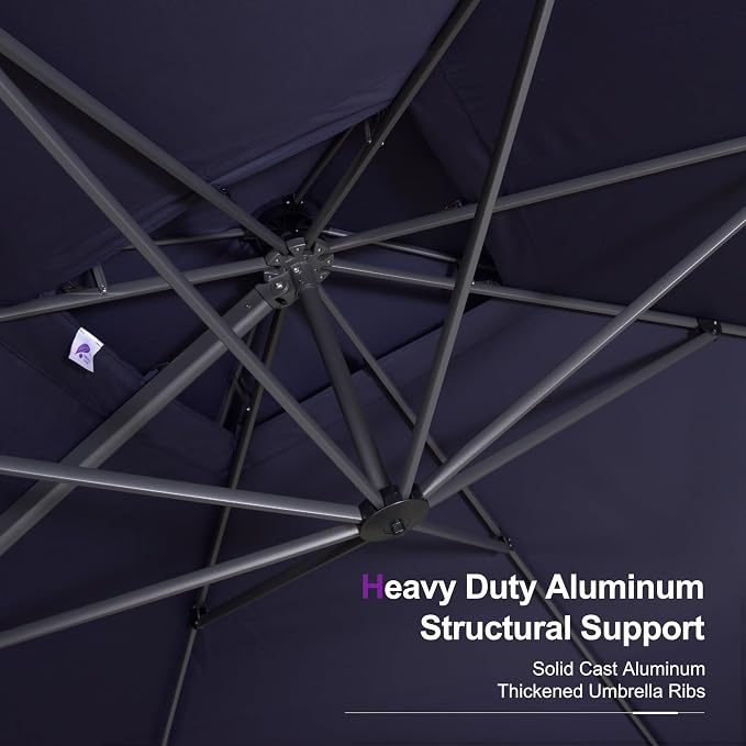 PURPLE LEAF Patio Umbrella 10' X 13' Heavy Duty Outdoor Umbrella Navy Blue | - Image 7
