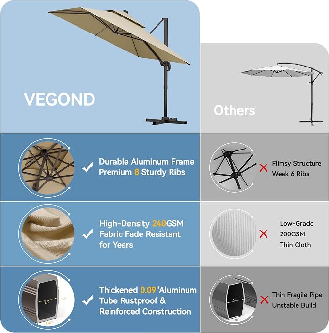 10x13 FT Patio Cantilever Umbrella - Image 2