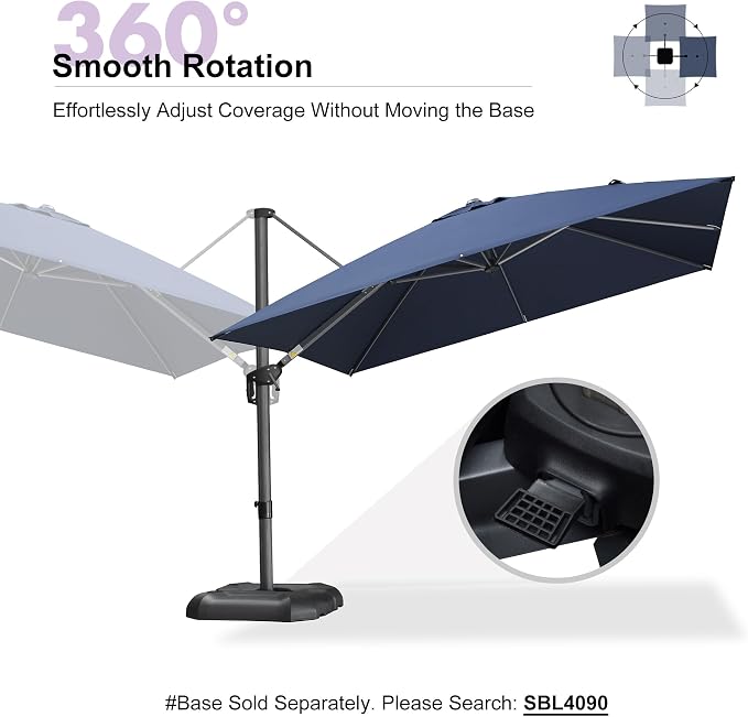 PURPLE LEAF Patio Umbrella Outdoor 10' x 10' Square Easy Assembly Navy | - Image 8