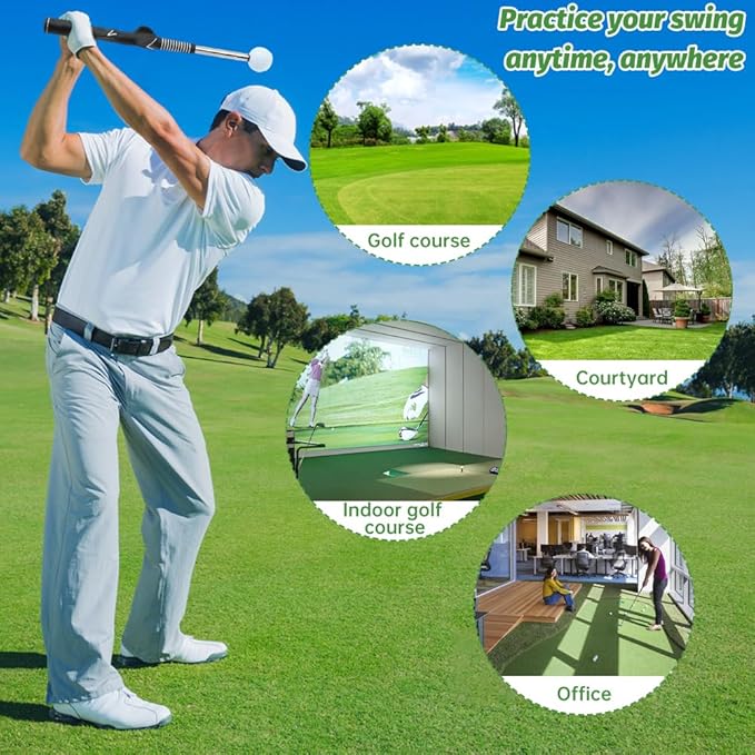 Golf Swing Practice Stick – Retractable Aid: Fix Rhythm Fast, Stop Slicing/Hooking, Indoor/Outdoor Use | Skip Frustration, Boost Consistency (Right-Handed)