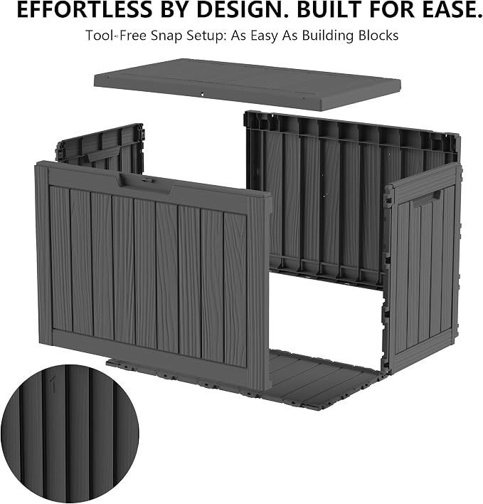 Outdoor Storage Box, 50 Gallon Waterproof Deck Box, Snap-Together Storage Bin - Image 8
