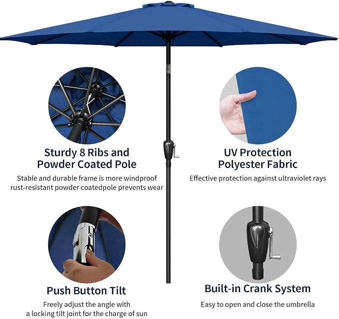 Simple Deluxe 9' Patio Umbrella Outdoor Table Market Yard Umbrella - Image 2