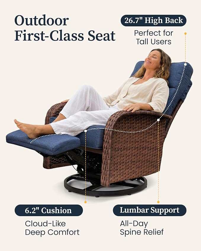 Resort-Grade Recliners Patio Furniture, 6.2" Ultra Thick Cushions | Heavy Duty - Image 5