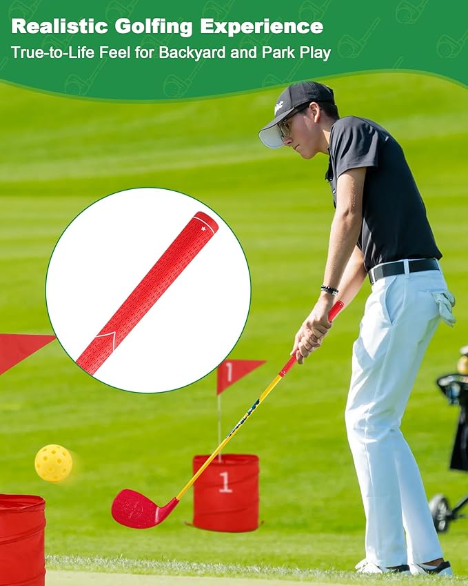 HOTWIND 6 Pack Oversized Red Golf Clubs Lightweight Carbon Shaft Built for Fun and Easy Play