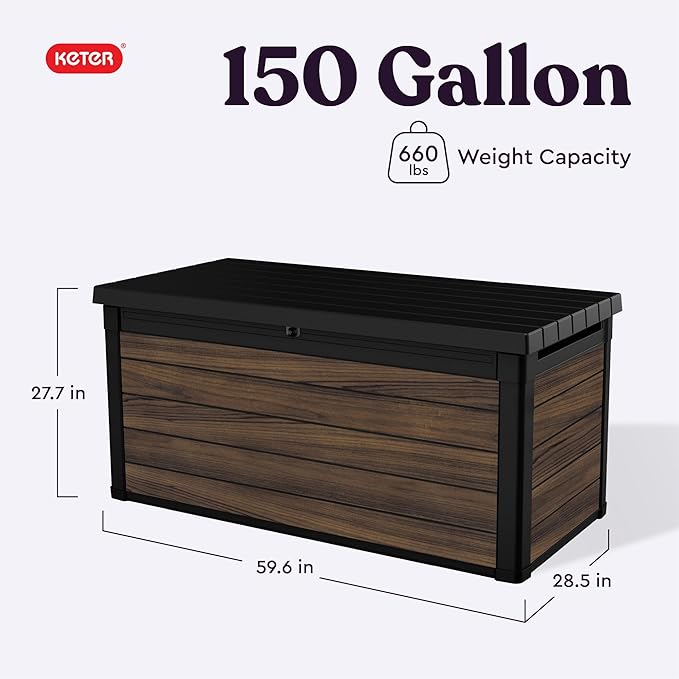 Keter Signature Collection 150 Gallon Resin Deck Box Organization and Storage - Image 2