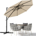 Devoko 10ft Cantilever Patio Umbrella, Round Large Outdoor Umbrella by DEVOKO