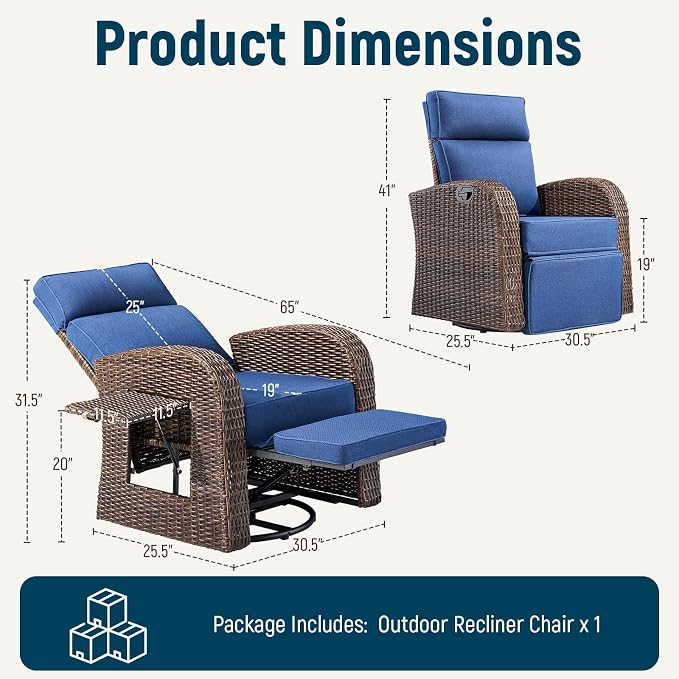 Luxury Patio Swivel Recliner Chair - Image 2