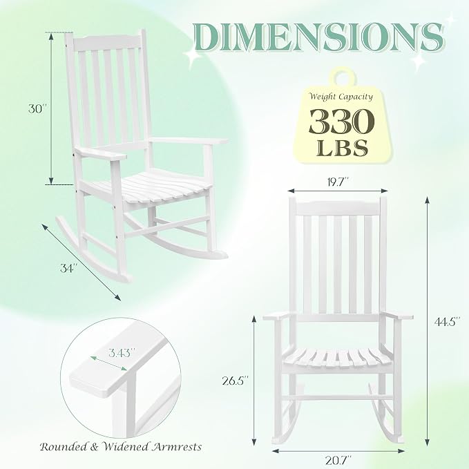 Flamaker Acacia Wooden Rocking Chair Outdoor Rocking Chair | Oversized Wooden - Image 3