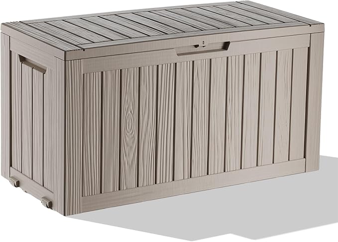 75 Gallon Waterproof Outdoor Storage Box, Resin Deck Box, Lockable Outside by MAIUSCOLI
