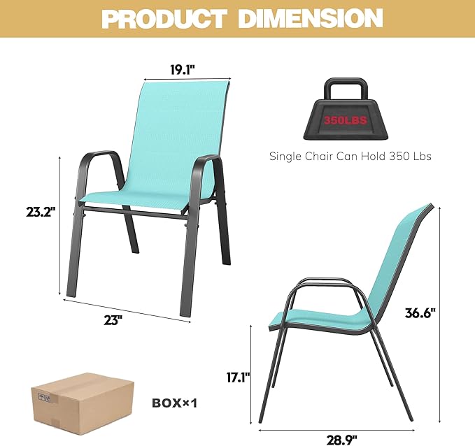 Patio Dining Chairs Set of 4 Outdoor Stackable Dining Chairs - Image 3