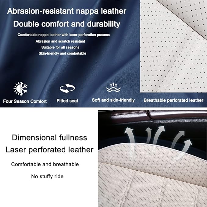 Leather Car Seat Covers for VW Golf SportWagen 2015-2019,Waterproof Soft Seat Covers,Interior Accessories Seat Covers Protector Airbag Compatible(2pcs Black&Gray Standard)