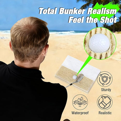 15.7" x 11.8" Golf Bunker Mat - Portable & Sturdy High-Performance Golf Practice Mat for Bunker Shots, Indoor & Outdoor Sand Chipping Mat- Perfect for Beginners, Pros, and Simulator Training