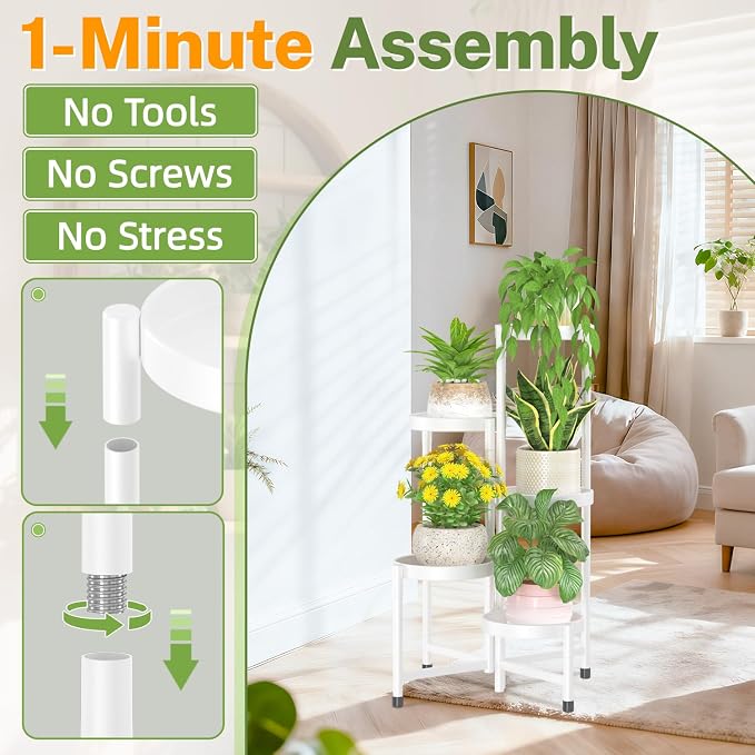 iDavosic.ly Plant Stand Indoor Outdoor, 5 Tier Metal Corner Shelf, Folding - Image 2