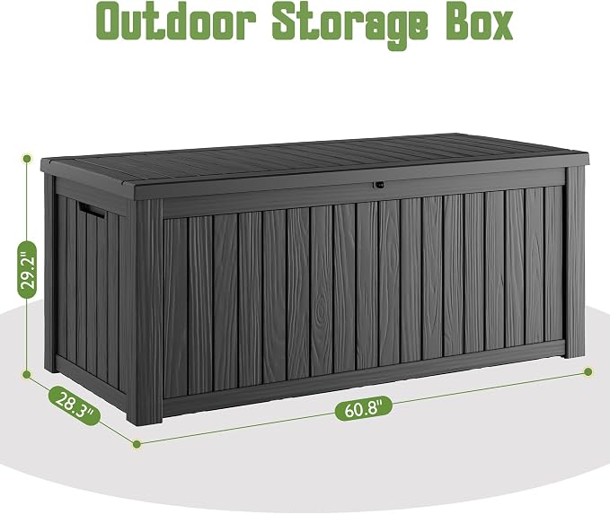 Outdoor Storage Box, 230 Gallon Large Outdoor Resin Deck Box, Storage - Image 2