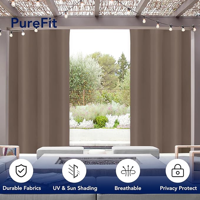 PureFit Outdoor Curtains for Patio Waterproof Weatherproof Outside Curtains | - Image 3