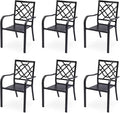 Patio Dining Chairs Set of 6, Stackable Metal High Back Chairs Set by Aoodor
