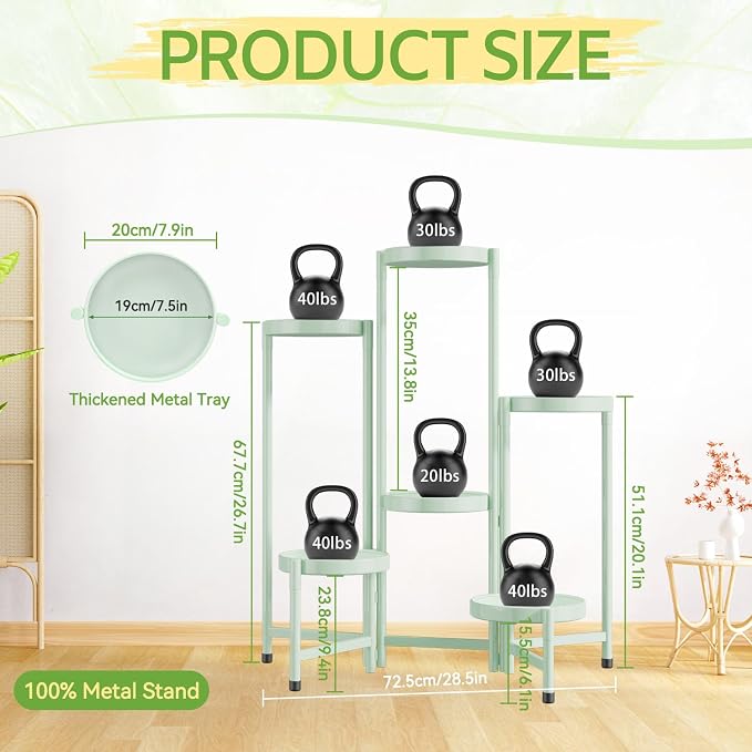 iDavosic.ly Plant Stand Indoor Outdoor, 6 Tier Metal Corner Shelf, Folding - Image 3
