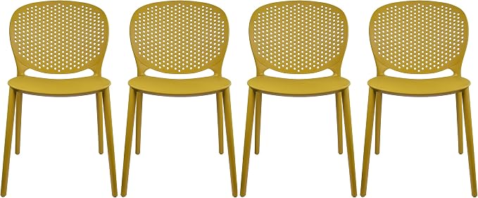2xhome Set of 4 Patio Dining Chairs | Modern Stackable Outdoor Pool Side Chair by 2xhome