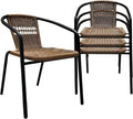 4 Pack Brown Stackable Outdoor Rattan Chairs, All-Weather Patio Seating by Seekverse