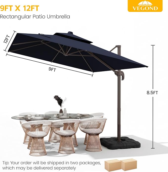 9x12 FT Patio Cantilever Umbrella - Image 7