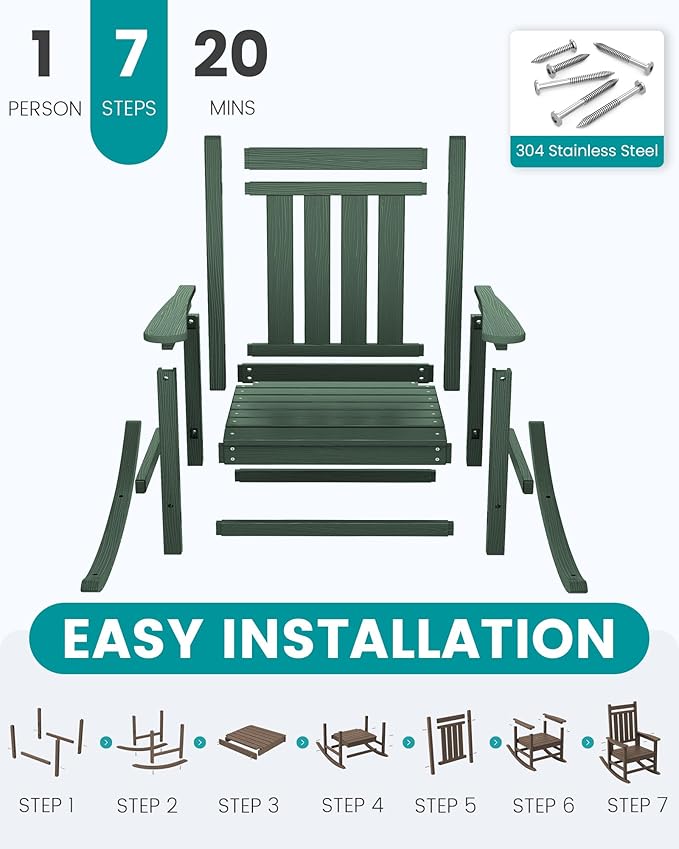 SERWALL HDPE Rocking Chair, Oversized Outdoor Rocking Chair - Image 7