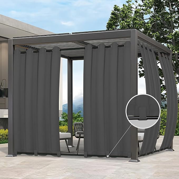 Easy-Going Outdoor Curtains for Patio 2 Panels, 54x84 inch, Weatherproof by Easy-Going