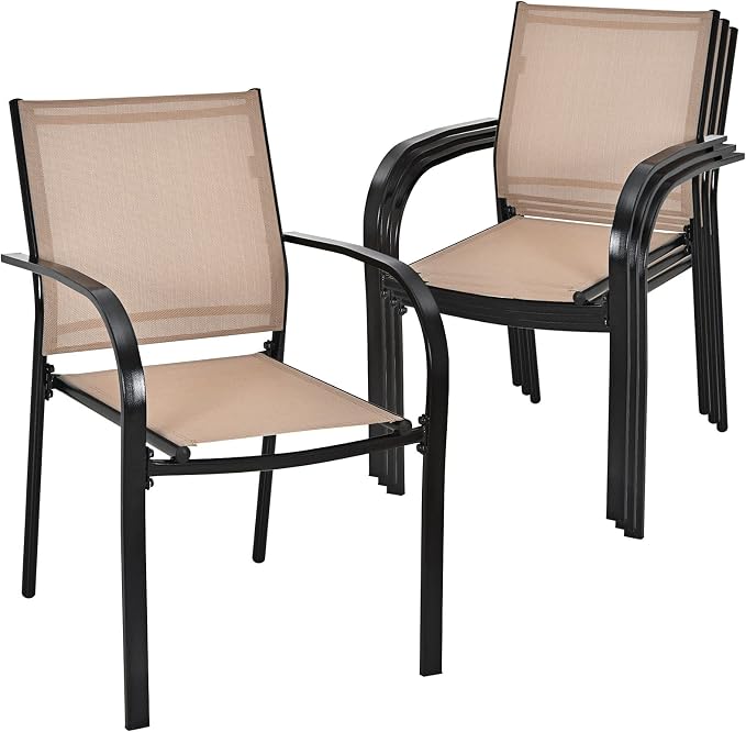 GIANTEX Set of 4 Outdoor Patio Chairs, Stackable Lawn Chairs by Giantex