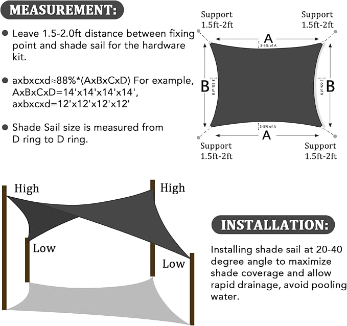 Shade&Beyond Custom Sun Shade Sail 10'x13'RectangleSun Sail Shades Patio UV - Image 6