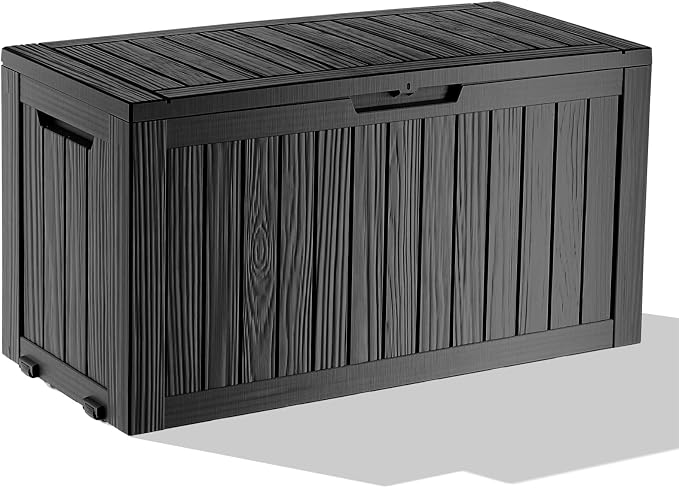 90 Gallon Waterproof Resin Outdoor Storage Box, Lockable Deck Storage Container by MAIUSCOLI